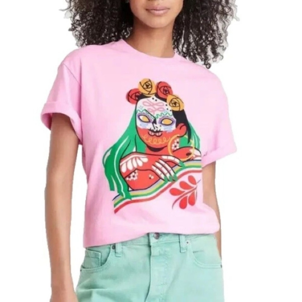 Urban Outfitters Dia Pacheco Golden Hour Graphic Tee Pink XL NWT